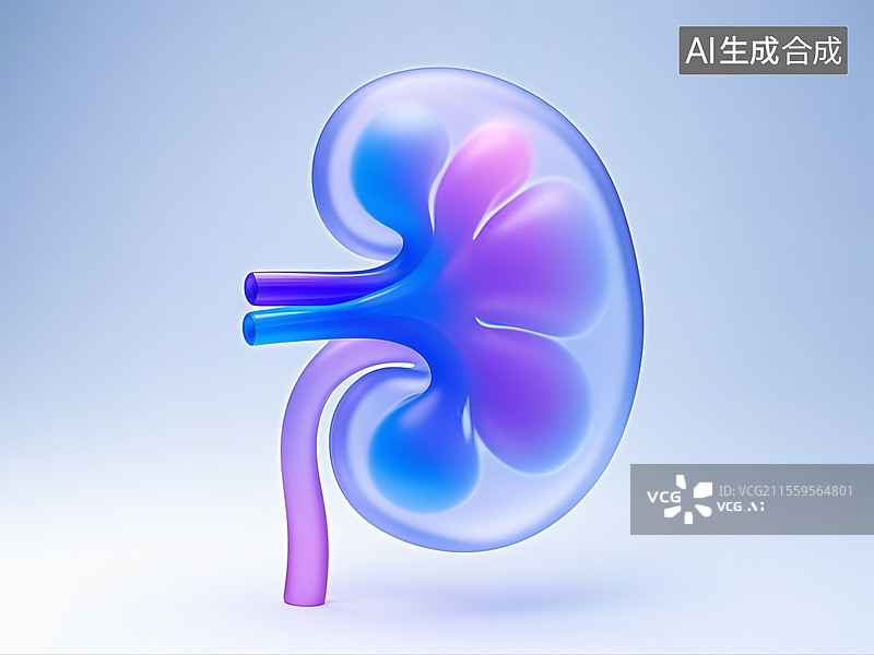 【AI数字艺术】3D渲染，磨砂玻璃质感，肾，肾脏，泌尿系统图片素材