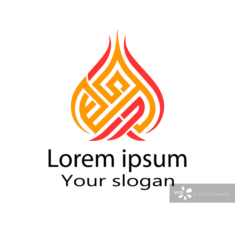 抽象火焰与三角形标志，带占位符图片素材