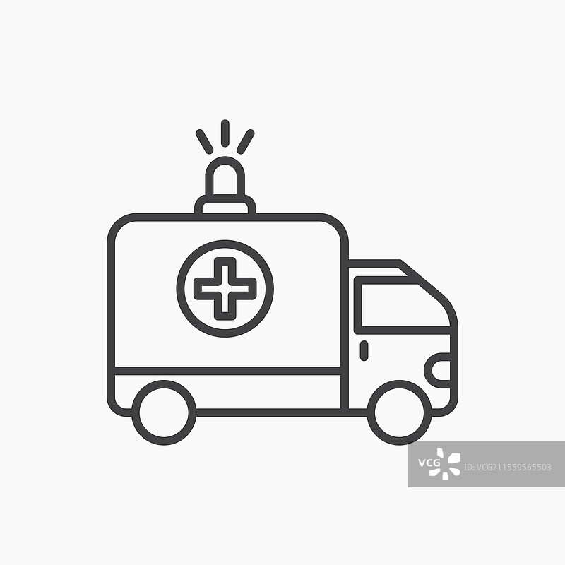 黑色线条孤立的救护车图标图片素材
