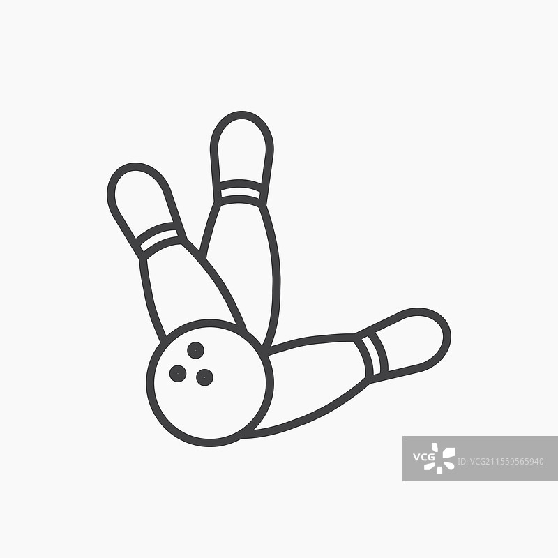 保龄球图标，黑色线条独立设计图片素材