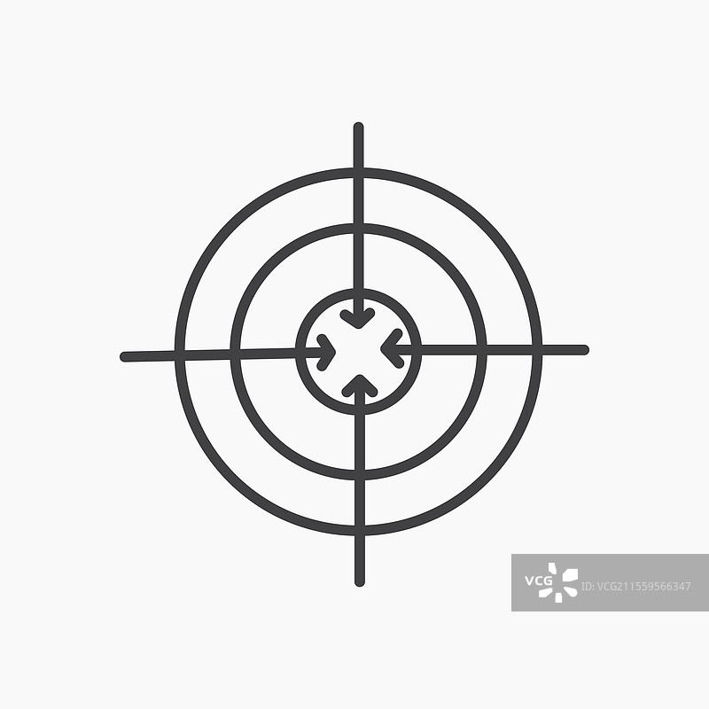 黑色线条孤立的靶心指针图标图片素材