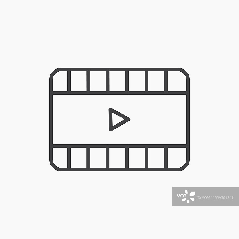 黑色线条孤立的电影图标图片素材