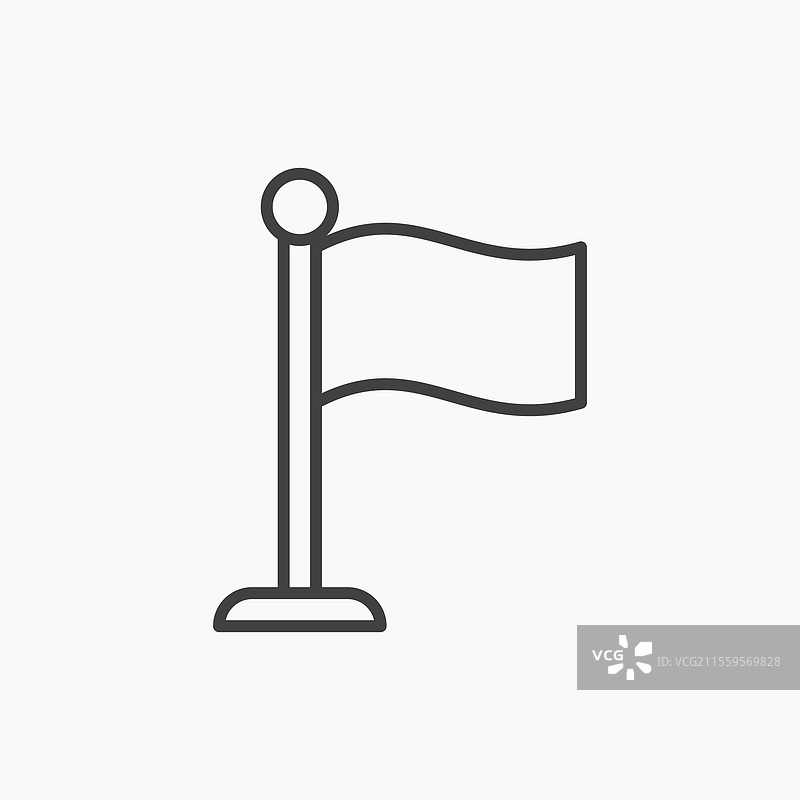 黑色线条孤立的旗帜图标图片素材