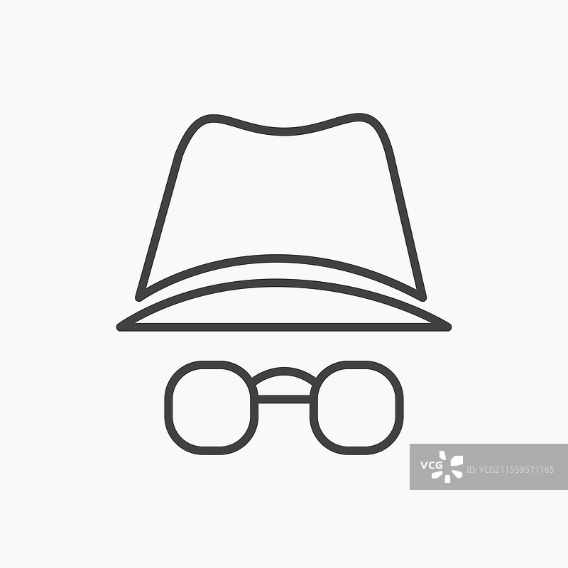 黑色线条孤立的隐身图标图片素材
