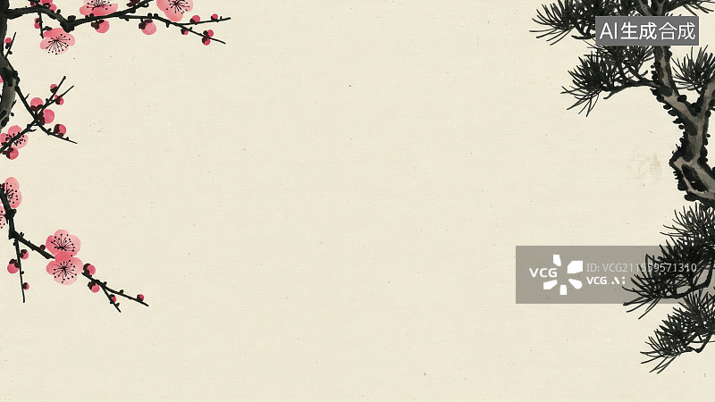 【AI数字艺术】水墨画-两侧图片素材