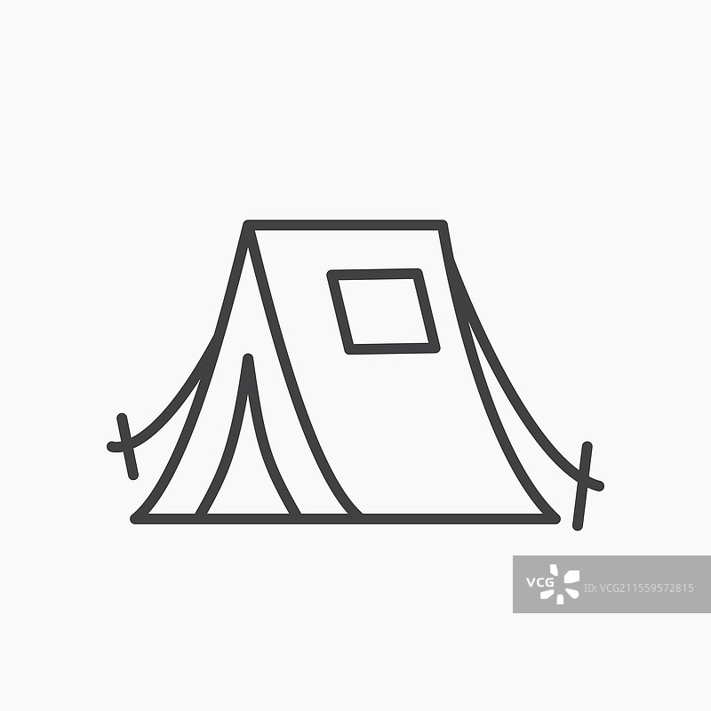 黑色线条孤立的露营图标图片素材