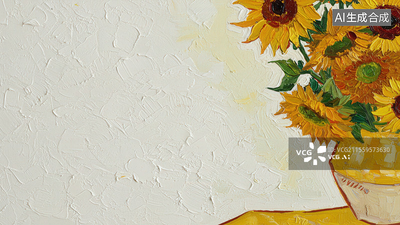 【AI数字艺术】向日葵花束静物画图片素材
