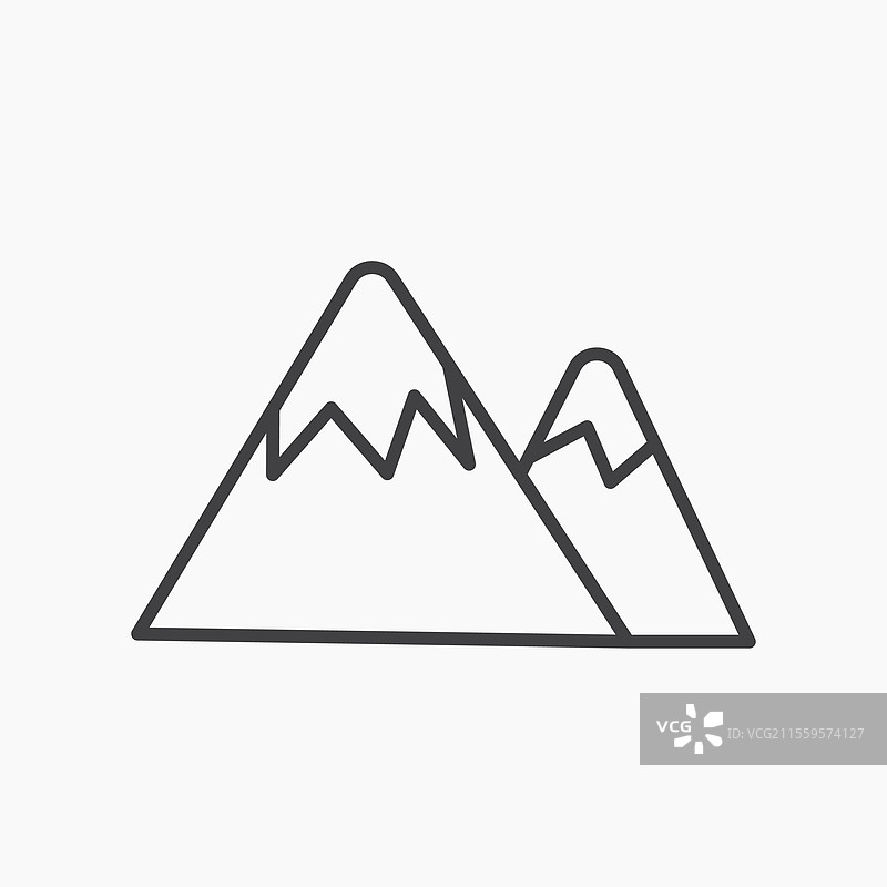 黑色线条孤立的山脉图标图片素材
