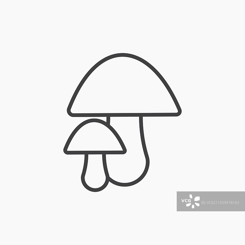 黑色线条孤立的蘑菇图标图片素材