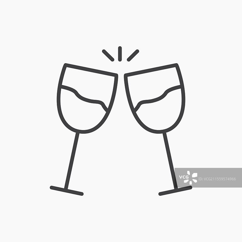 黑色线条孤立的玻璃干杯图标图片素材