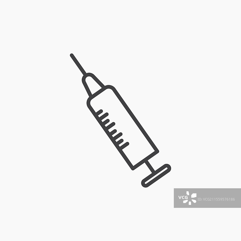黑色线条孤立的注射器图标图片素材