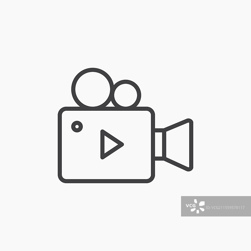 黑色线条孤立的视频摄像机图标图片素材