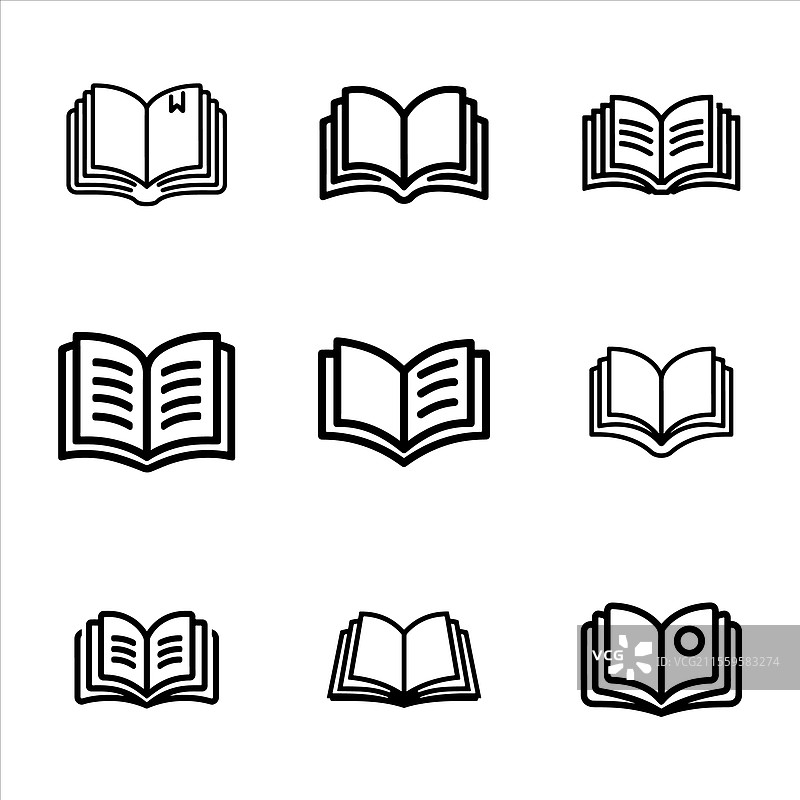 打开书籍图标集图片素材