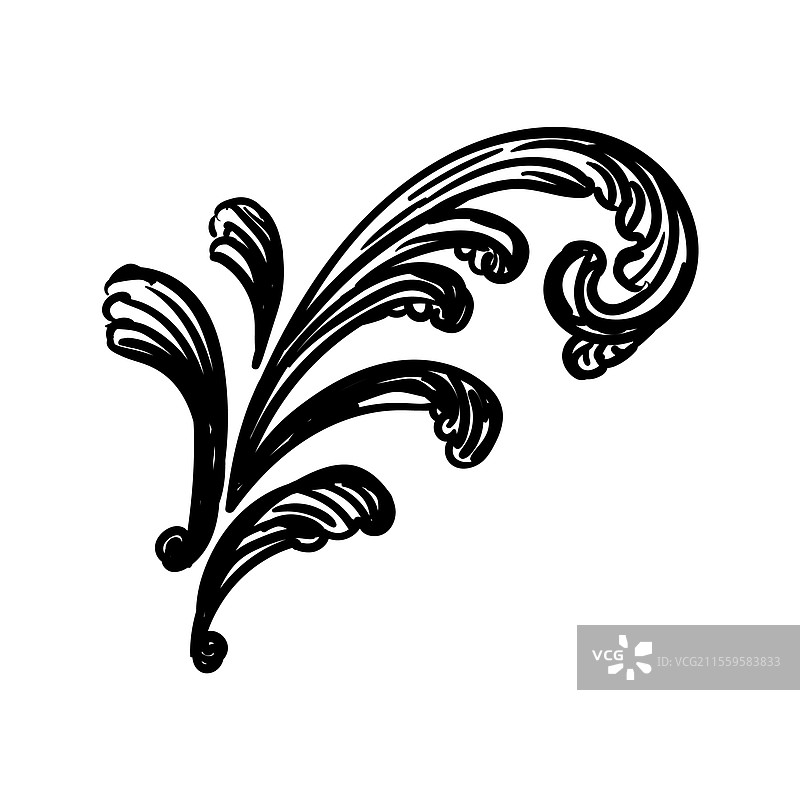 巴洛克风格的华丽装饰元素与花饰图案图片素材