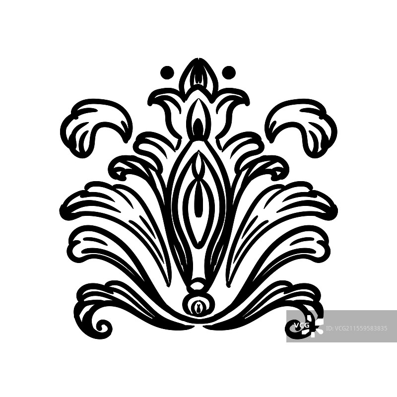 巴洛克风格的华丽装饰元素与花饰图案图片素材