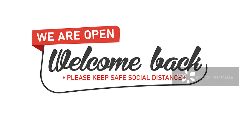 前门的开放标志 - 欢迎回来，我们正在营业图片素材