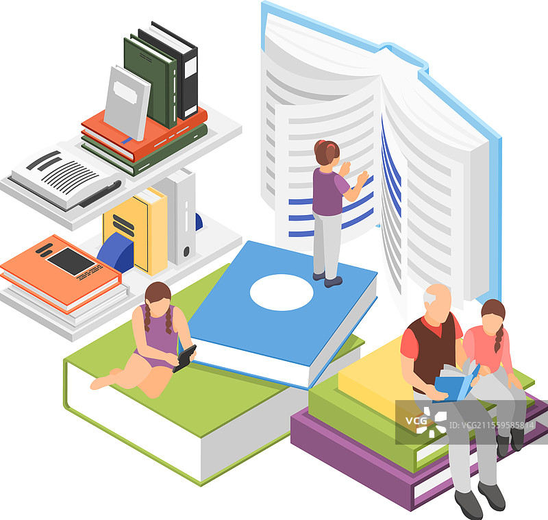 儿童阅读书籍的概念图片素材