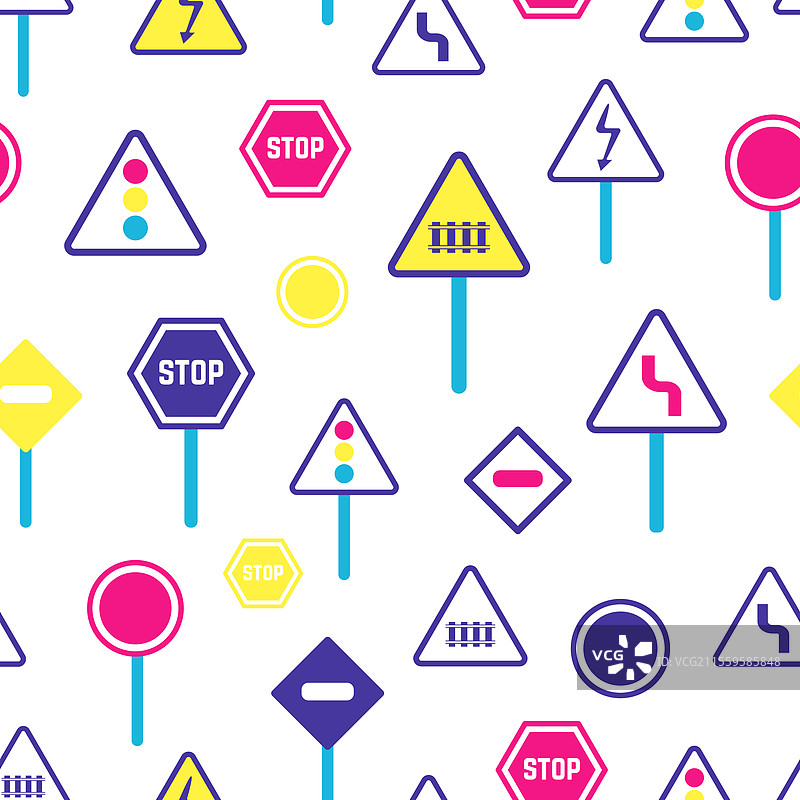 彩色抽象的道路标志无缝图案图片素材