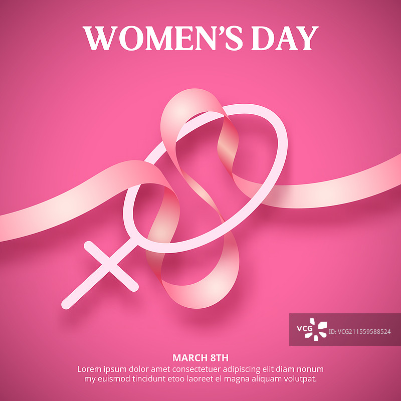 国际妇女节与丝带和女性图片素材