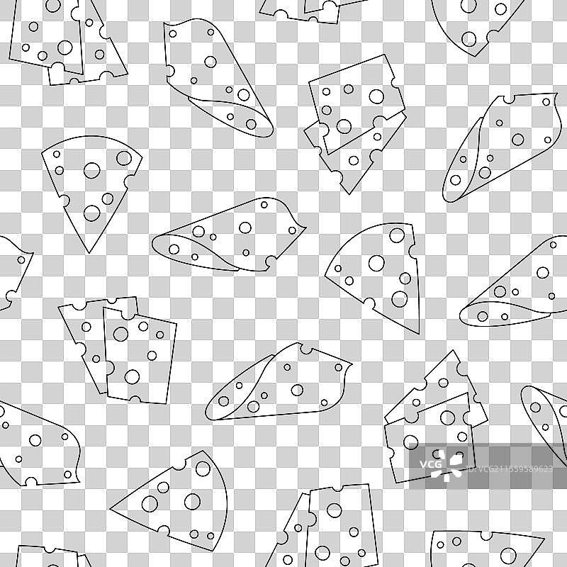 奶酪切片无缝图案涂色页图片素材