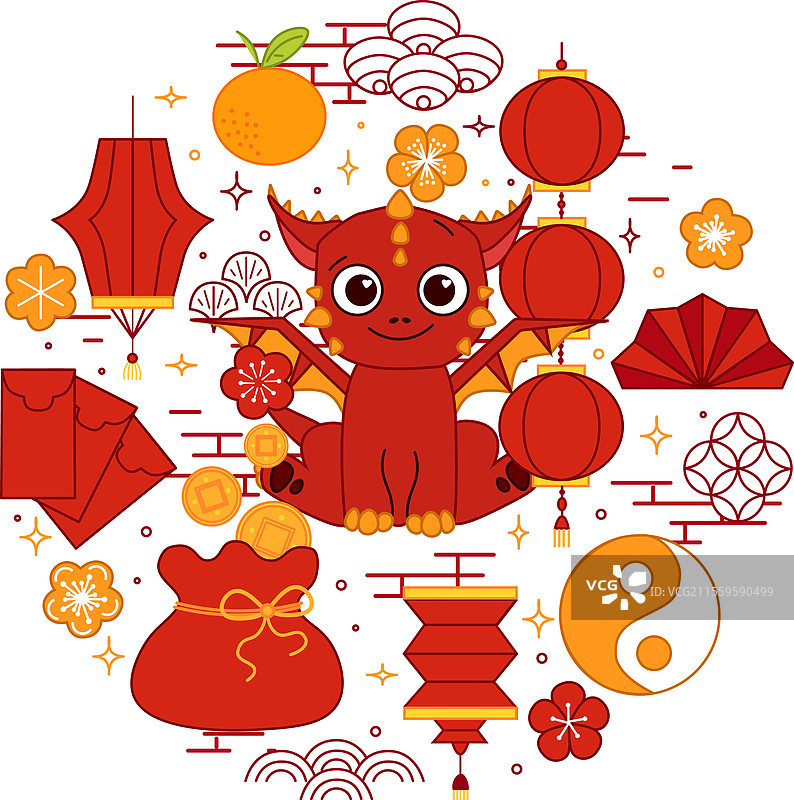 CNY红龙2036圆形构图图片素材