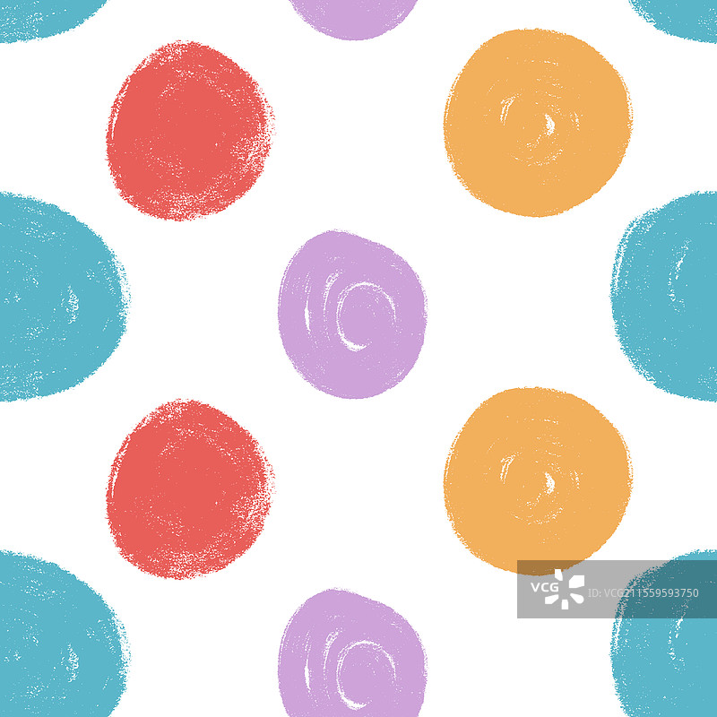 圆点抽象无缝图案蜡笔绘制图片素材