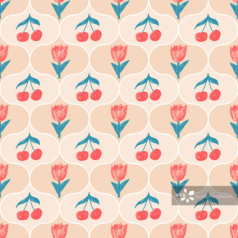 蜡笔画的花卉无缝图案图片素材