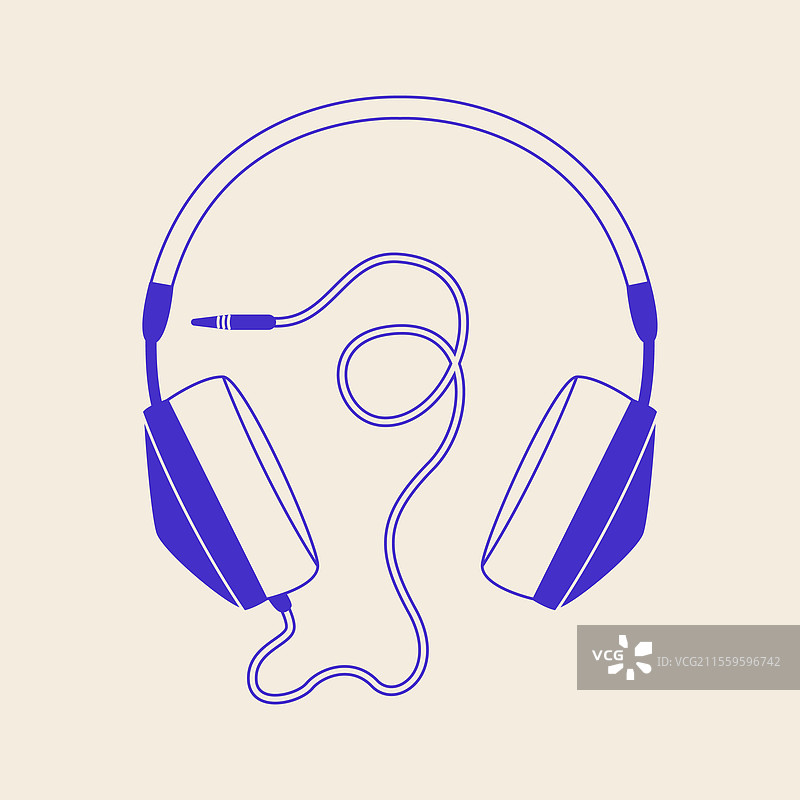简单复古耳机图标涂鸦图片素材
