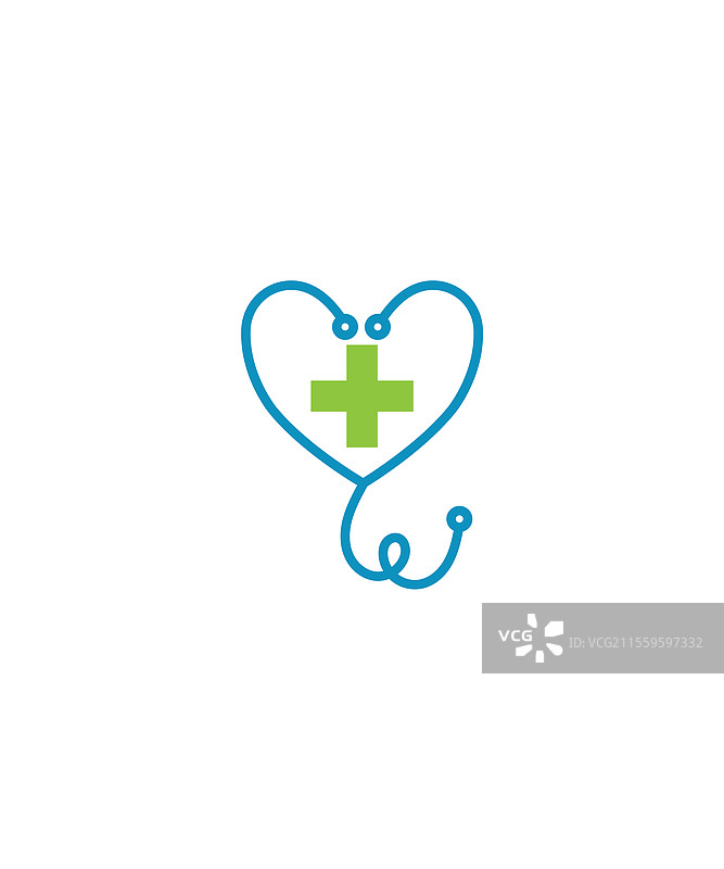 医疗保健听诊器十字标志图片素材