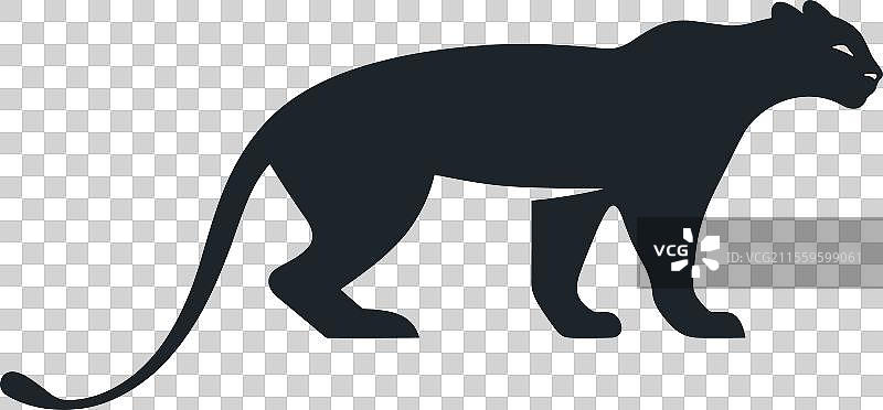 米色背景上的黑豹剪影站立着图片素材