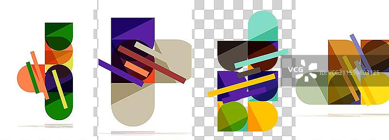 方形和圆形几何海报套装图片素材