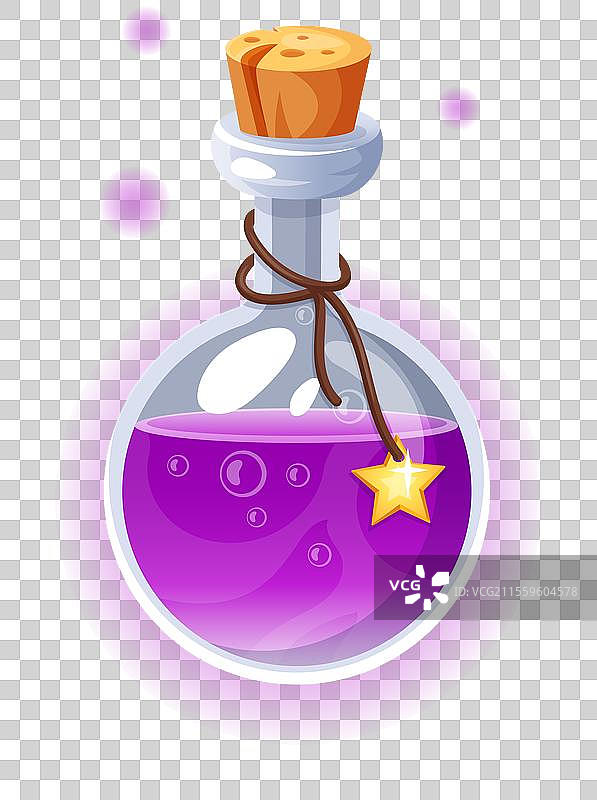 紫色液体的魔法药水瓶图片素材