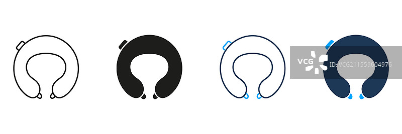 旅行用颈枕线条和轮廓图标集图片素材