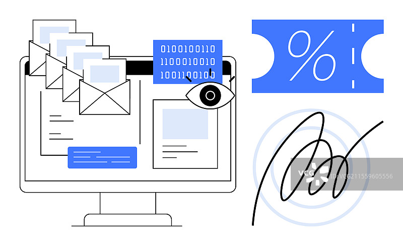 数字通信电子邮件收件箱二进制代码图片素材