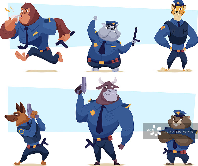 搞笑警察的动物动作姿势图片素材