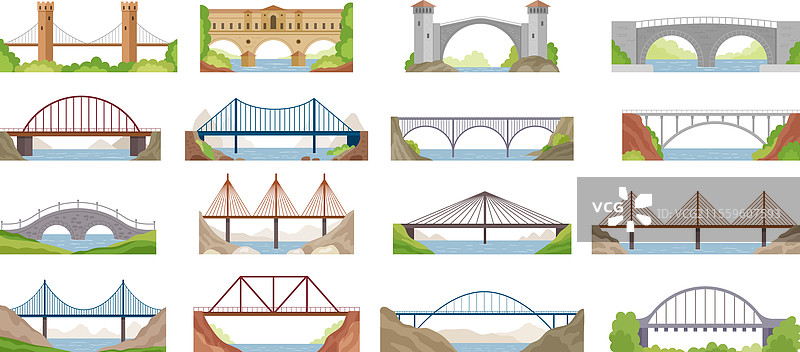 桥梁建筑组，便于通行的建筑物图片素材