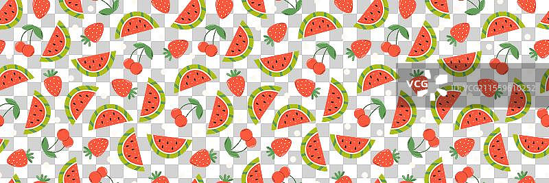 西瓜片、草莓和樱桃的夏天图片素材