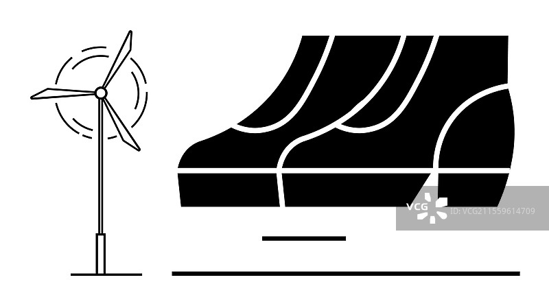 风力涡轮机与未来汽车概念图片素材