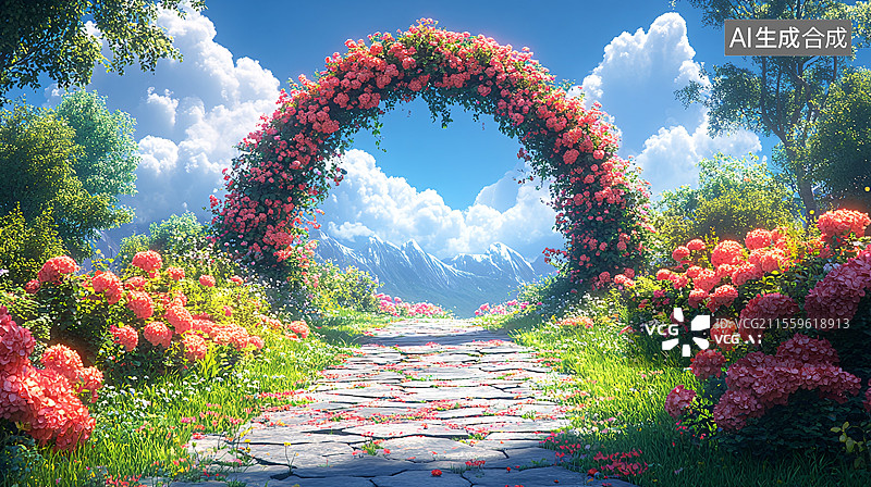 【AI数字艺术】花园婚礼背景图片素材