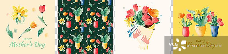 春季假期的可爱卡片和海报图片素材