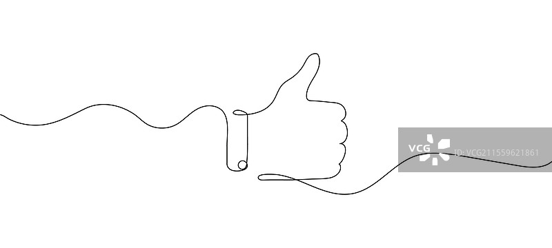 用连续线条手工制作的竖起大拇指手势图片素材
