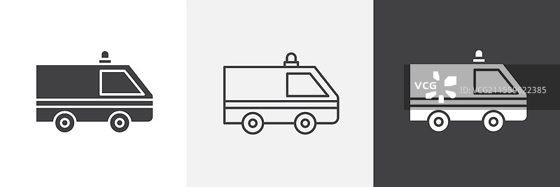 救护车图标集合，适用于用户界面设计图片素材