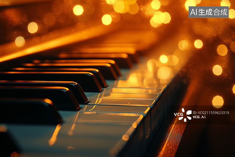 【AI数字艺术】钢琴键盘特写图片素材