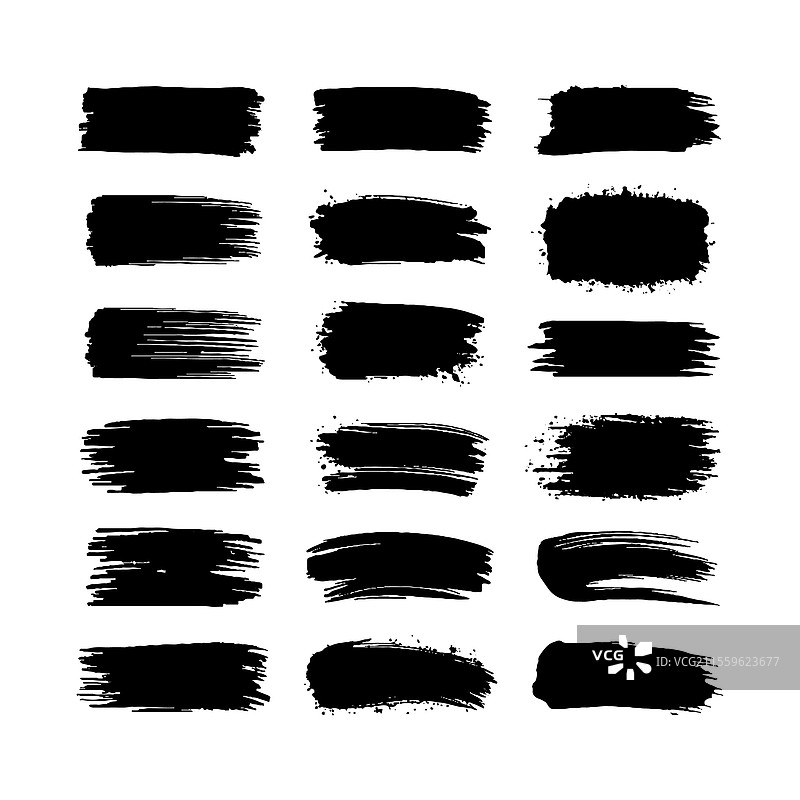 一组手绘的黑色墨水笔触图片素材