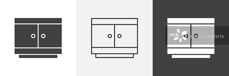 橱柜图标集合，适用于用户界面图形设计图片素材