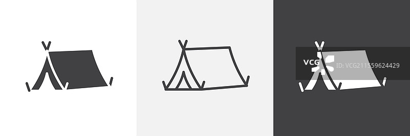 露营图标集合用于用户界面设计图片素材