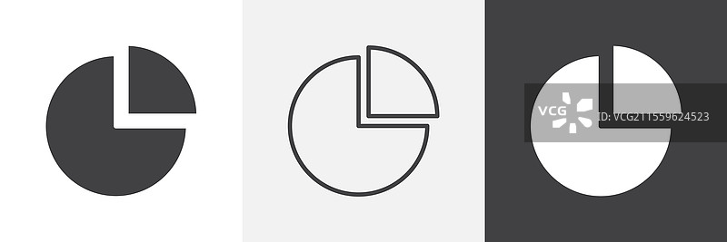 饼图图标集合用于用户界面设计图片素材