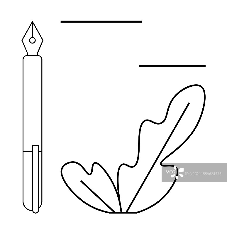 钢笔与叶子的融合，书写与自然的结合图片素材