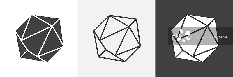 d20骰子图标集合用于用户界面设计图片素材