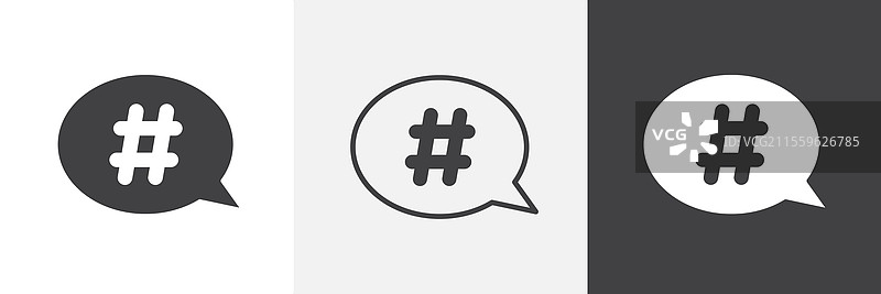 社交媒体标签图标集合，适用于用户界面设计图片素材